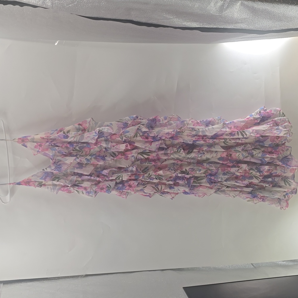 Let Me Be Jia Floral Ruffle Tiered Maxi Dress - Pink & Lavender - Picture 10 of 16